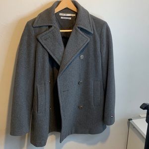 Tommy Hilfiger Wool Blend Womens Double Breasted Lined Jacket Small Gray